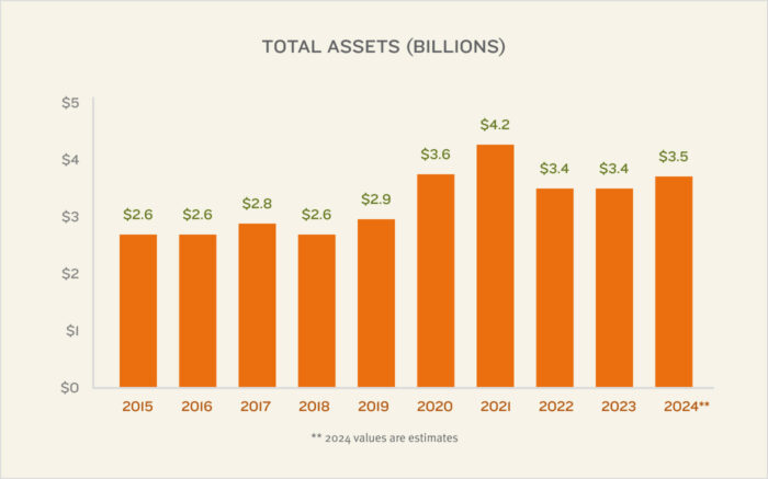 This chart shows how the Annie E. Casey Foundation's endowment has changed since 2015.